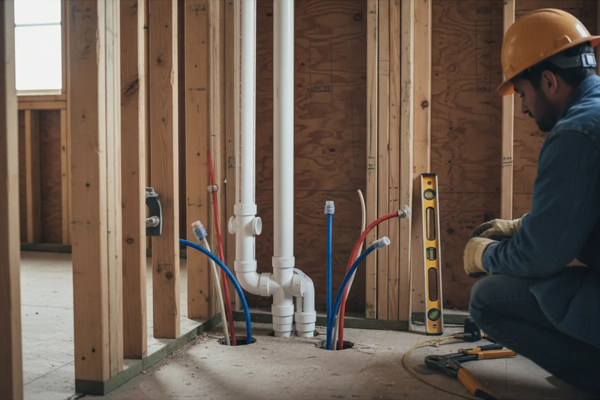 Drain and supply rough-in during Drain Cleaning in Lake Butler